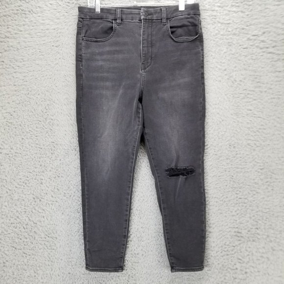 American Eagle Outfitters Jeans Womens 12 Gray Stretch Curvy High Rise Jeggings - Picture 1 of 16